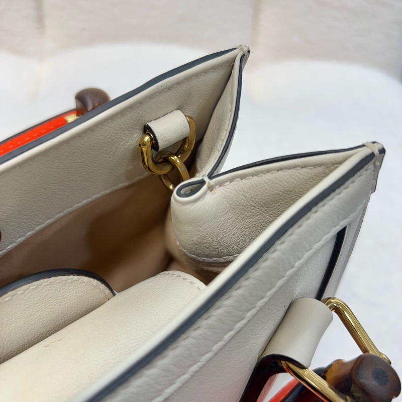 古馳竹節黛安那Gucci白色牛皮Diana Mini竹節包655661-23