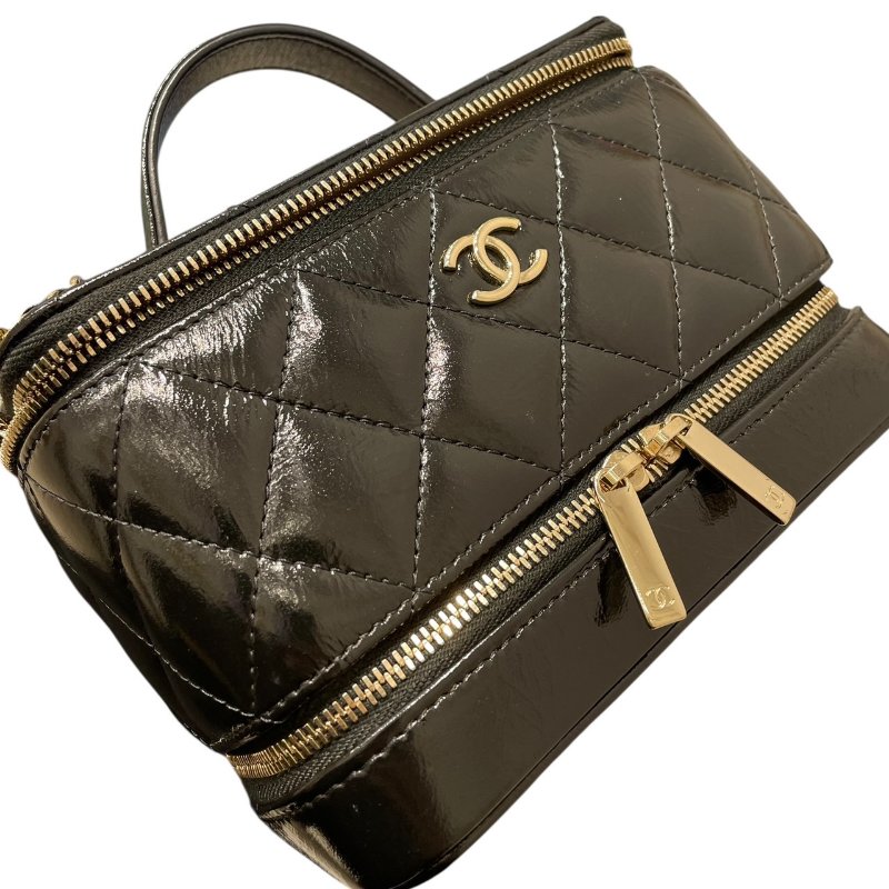 CHANEL 香奈兒 AP2918 化妝箱包 皮革 黑色 金釦-9