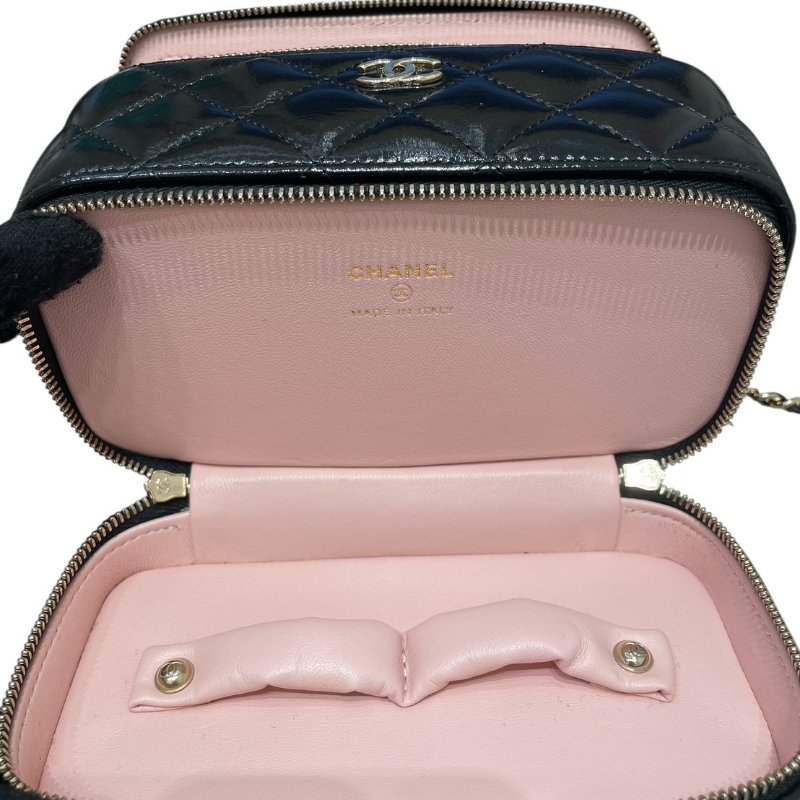 CHANEL 香奈兒 AP2918 化妝箱包 皮革 黑色 金釦-11