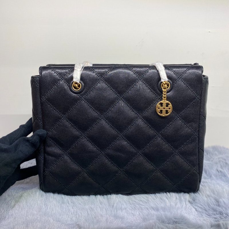 全新閒置品 Tory Bruch菱格壓印肩背包(黑)-7
