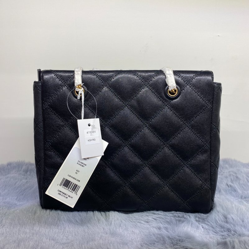 全新閒置品 Tory Bruch菱格壓印肩背包(黑)-8