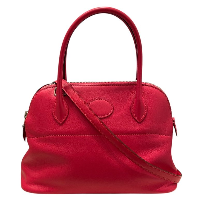 HERMES 愛馬仕 BOLIDE 27 保齡球包  SWIFT LEATHER 玫瑰粉 銀釦-0