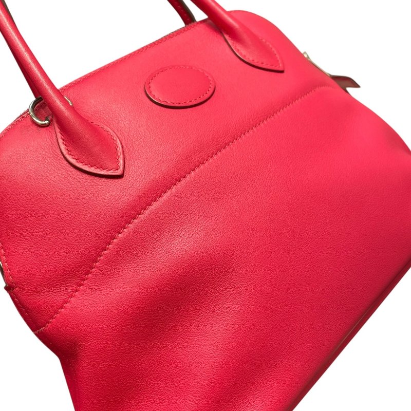 HERMES 愛馬仕 BOLIDE 27 保齡球包  SWIFT LEATHER 玫瑰粉 銀釦-11