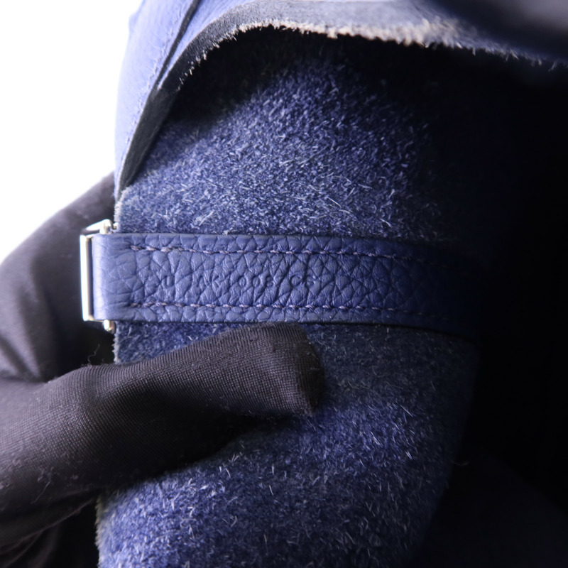 HERMES Clemence皮革Picotin PM銀扣手挽袋Blue Saphir-7