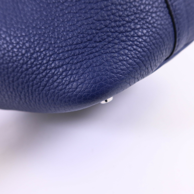 HERMES Clemence皮革Picotin PM銀扣手挽袋Blue Saphir-10