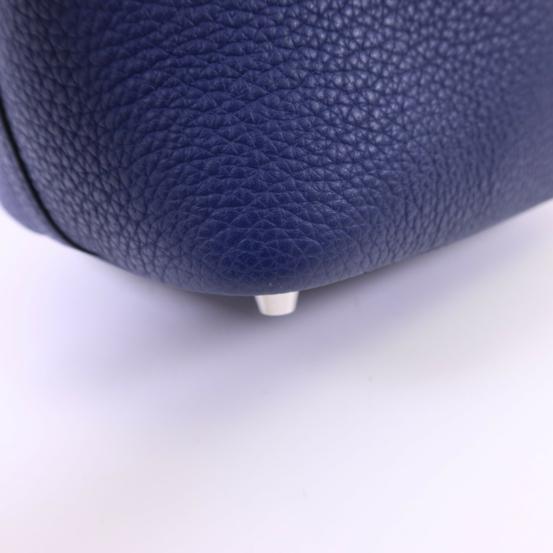 HERMES Clemence皮革Picotin PM銀扣手挽袋Blue Saphir-11