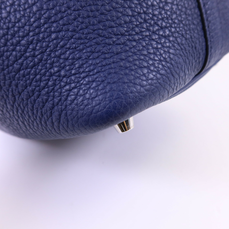 HERMES Clemence皮革Picotin PM銀扣手挽袋Blue Saphir-12