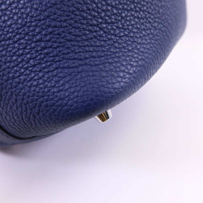 HERMES Clemence皮革Picotin PM銀扣手挽袋Blue Saphir-13