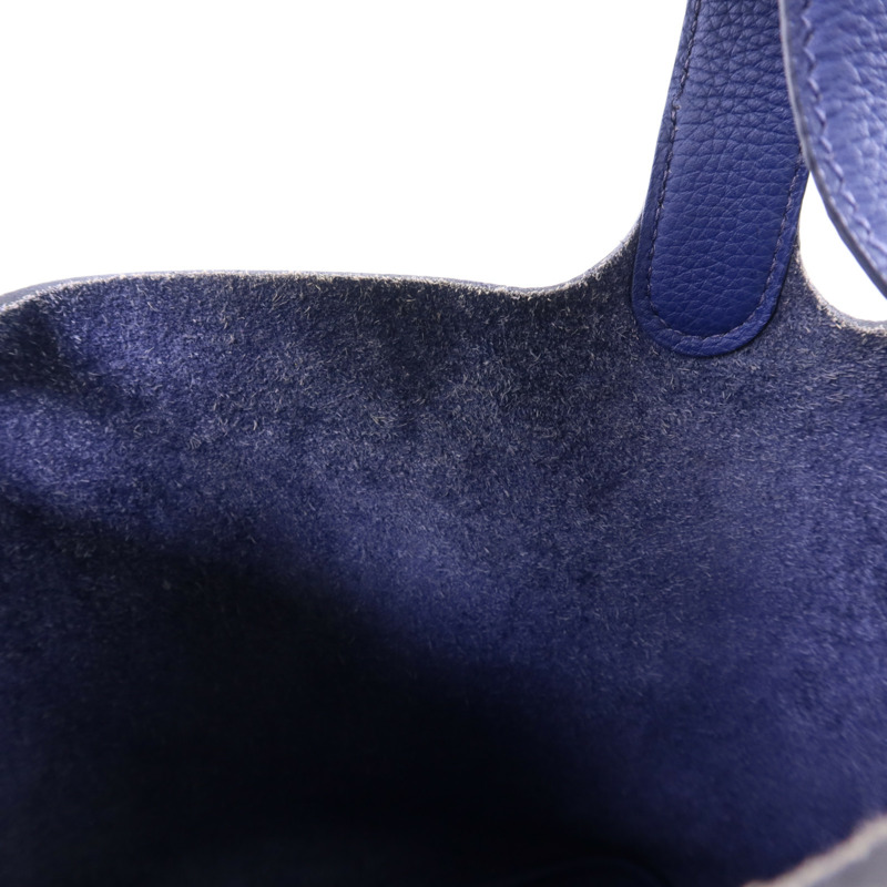 HERMES Clemence皮革Picotin PM銀扣手挽袋Blue Saphir-14