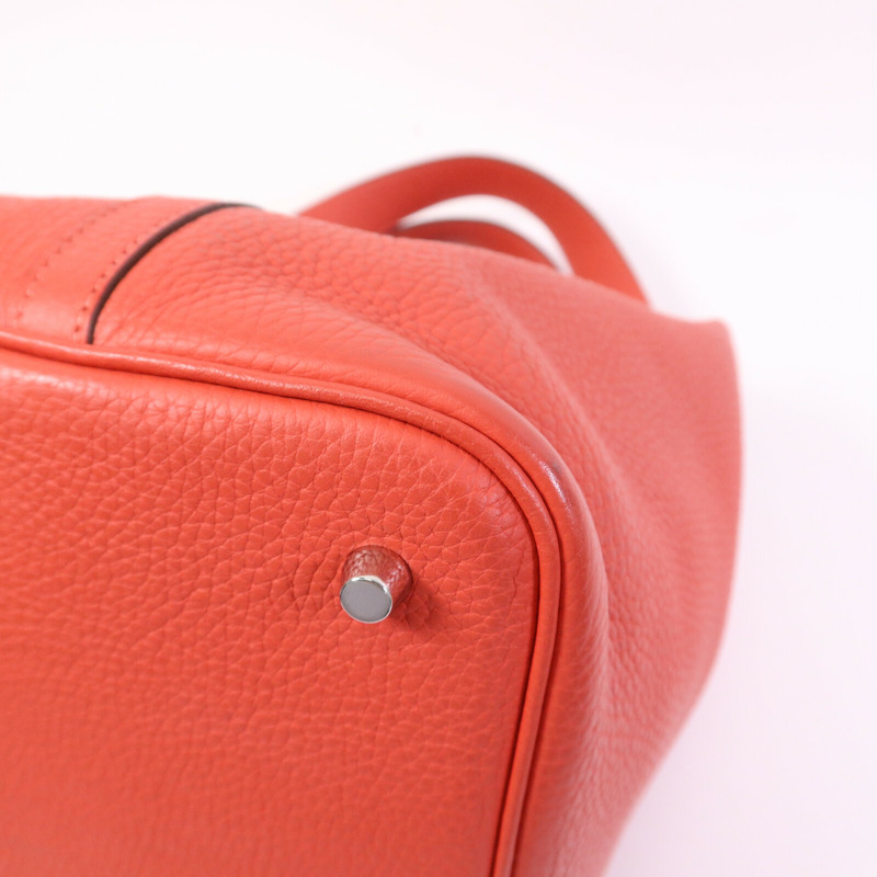 HERMES Clemence皮革Picotin MM銀扣手挽袋-10