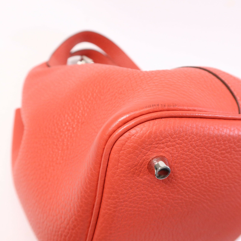 HERMES Clemence皮革Picotin MM銀扣手挽袋-11