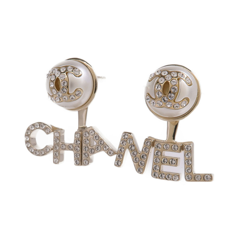 CHANEL 金屬/水晶Pierced Earring耳環-1