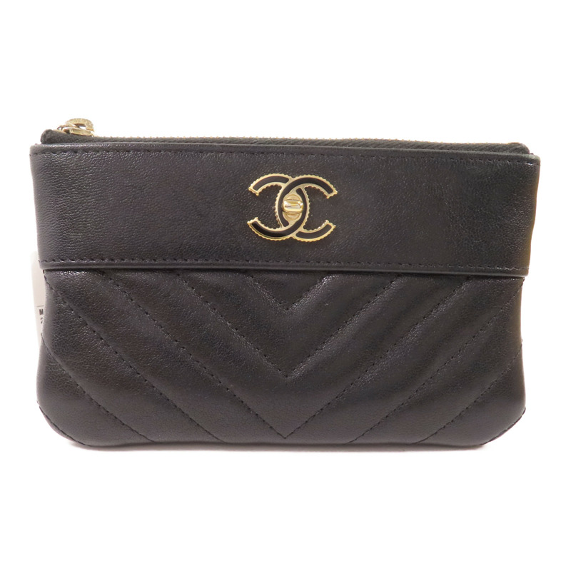 CHANEL 牛皮皮革Mini Pouch金扣手拿包-0