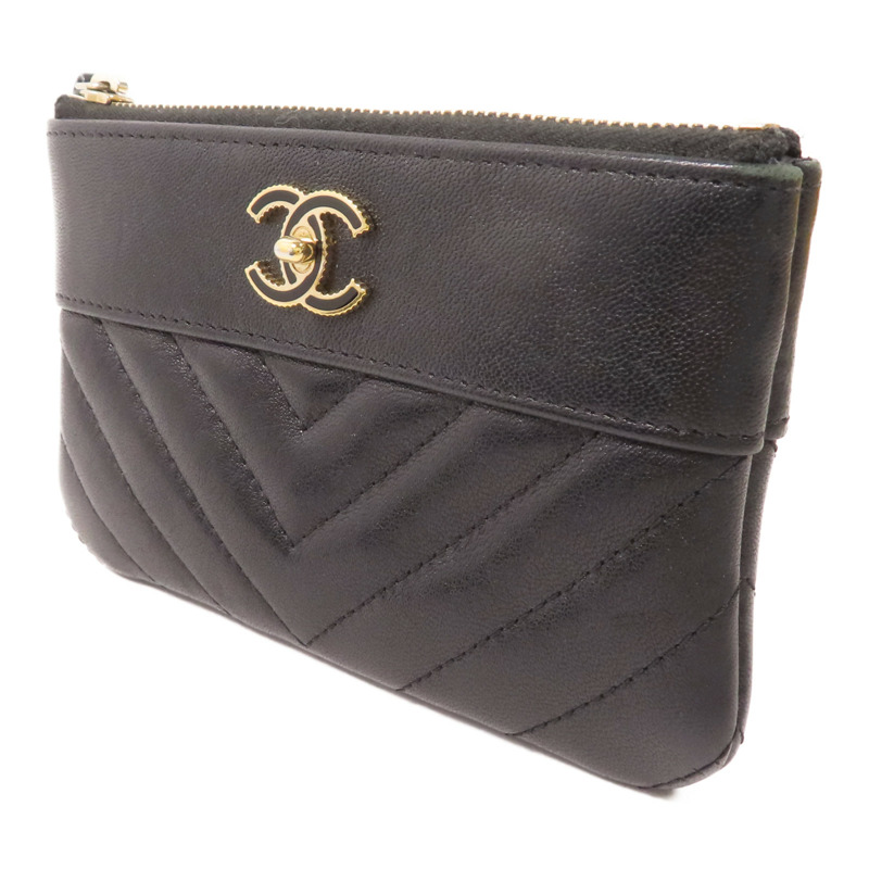 CHANEL 牛皮皮革Mini Pouch金扣手拿包-2