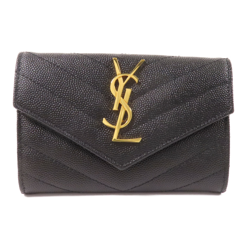 YVES SAINT LAURENT 牛皮皮革Card Case金扣卡套-0