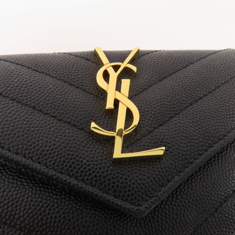 YVES SAINT LAURENT 牛皮皮革Card Case金扣卡套-5
