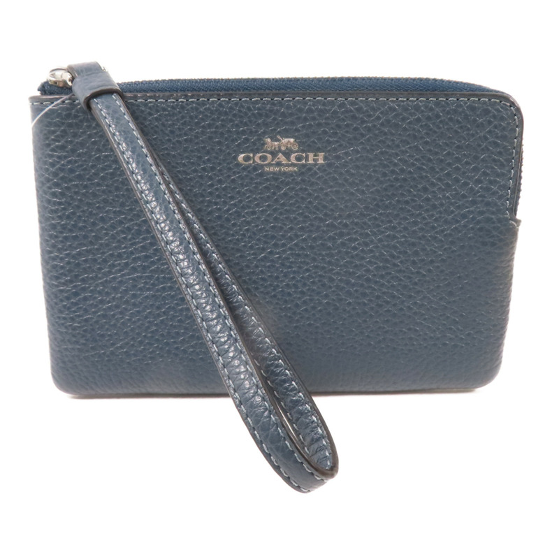 COACH 牛皮皮革Pouch Wallet銀扣錢包-0