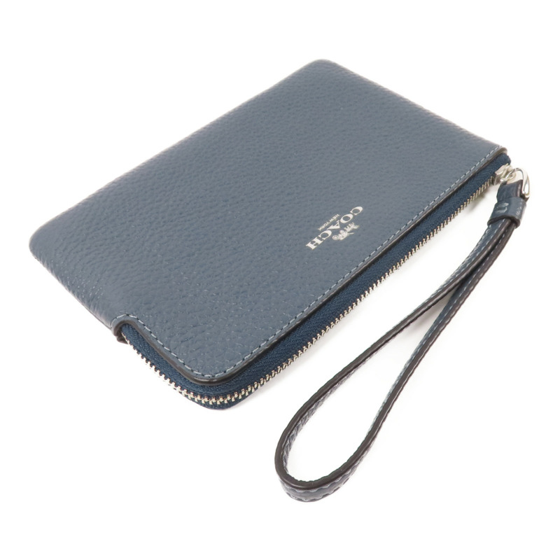 COACH 牛皮皮革Pouch Wallet銀扣錢包-4