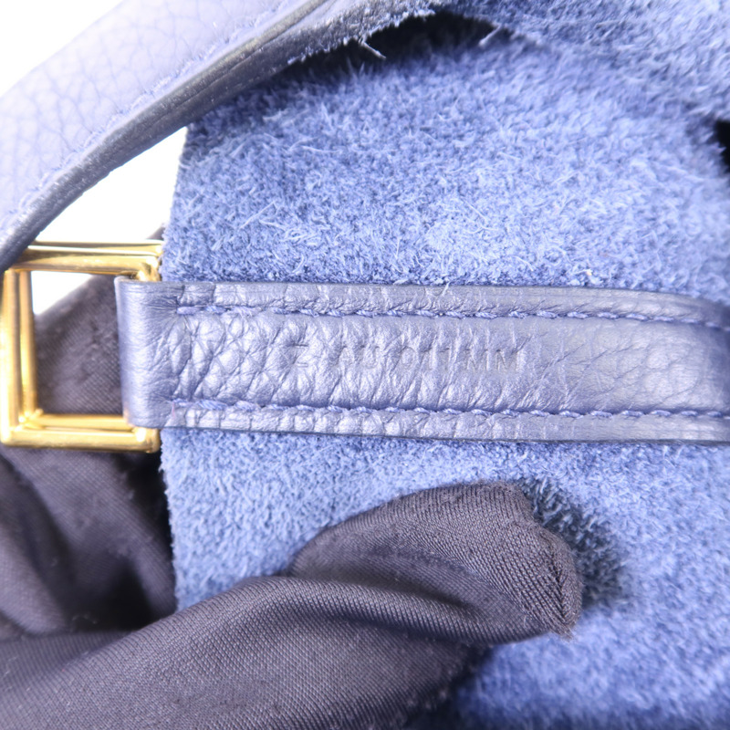 HERMES Clemence皮革Picotin PM金扣手挽袋Bleu Nuit-7