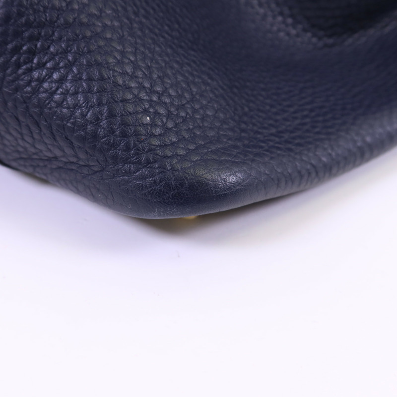 HERMES Clemence皮革Picotin PM金扣手挽袋Bleu Nuit-12