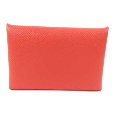 HERMES Epsom皮革Calvi Card Holder銀扣卡套Rose Jaipur