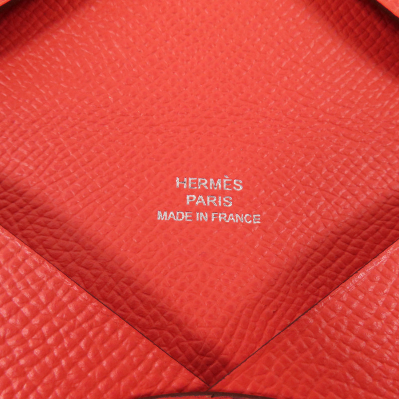 HERMES Epsom皮革Calvi Card Holder銀扣卡套Rose Jaipur-9