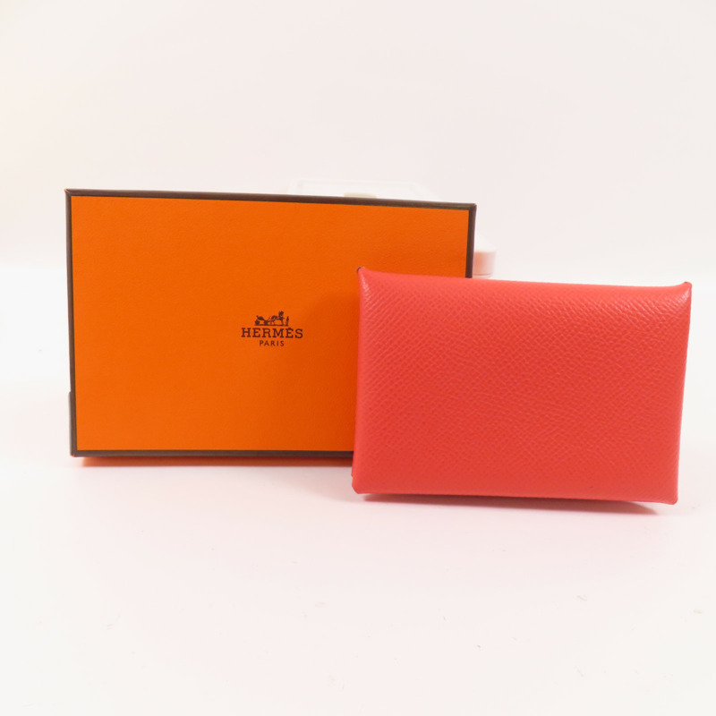 HERMES Epsom皮革Calvi Card Holder銀扣卡套Rose Jaipur-12