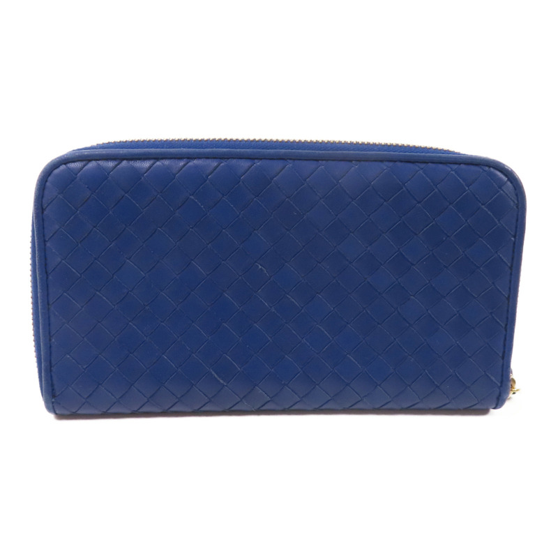 BOTTEGA VENETA 織紋皮革Round Long Wallet金扣拉鏈長錢包-1