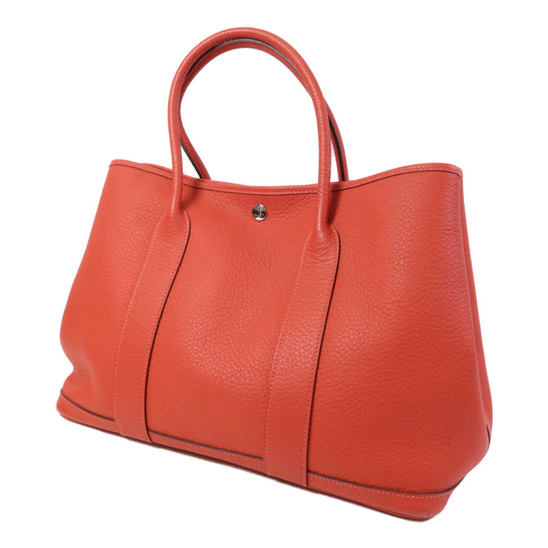 HERMES Negonda皮革Garden Party PM銀扣手挽袋Rouge Pivoine-2
