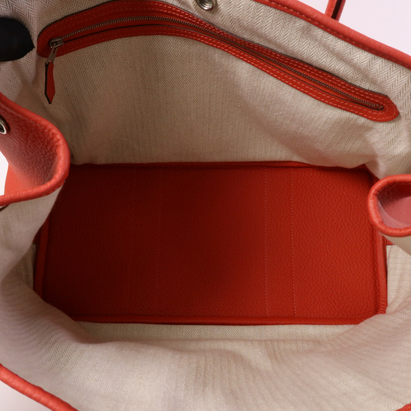 HERMES Negonda皮革Garden Party PM銀扣手挽袋Rouge Pivoine-10
