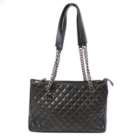 CHANEL 牛皮皮革Chain Shoulder Bag銀扣鏈帶肩背袋