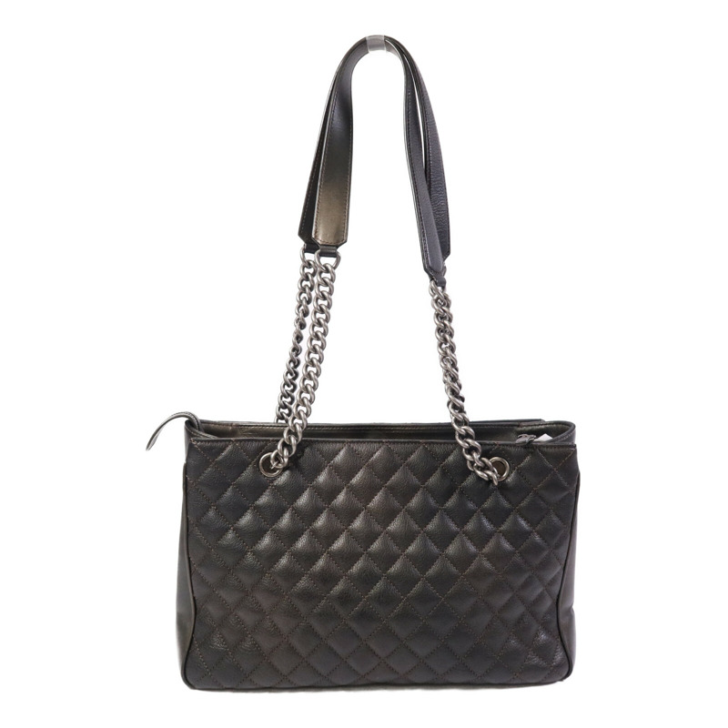 CHANEL 牛皮皮革Chain Shoulder Bag銀扣鏈帶肩背袋-1