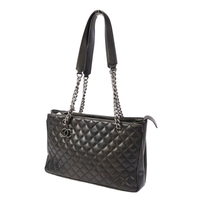 CHANEL 牛皮皮革Chain Shoulder Bag銀扣鏈帶肩背袋-2