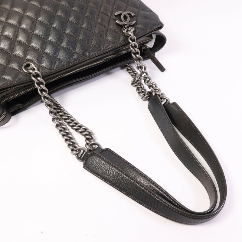 CHANEL 牛皮皮革Chain Shoulder Bag銀扣鏈帶肩背袋-8
