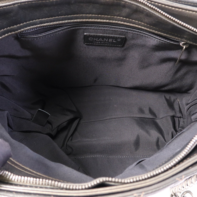 CHANEL 牛皮皮革Chain Shoulder Bag銀扣鏈帶肩背袋-10