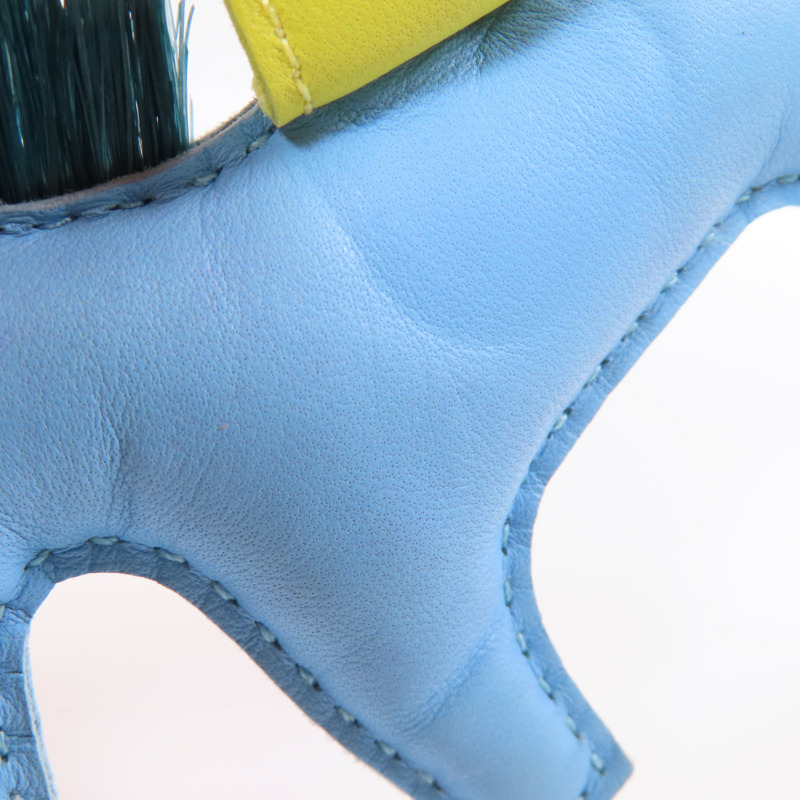 HERMES Milo皮革/馬毛Rodeo PM Charm掛飾Bleu Atoll-6