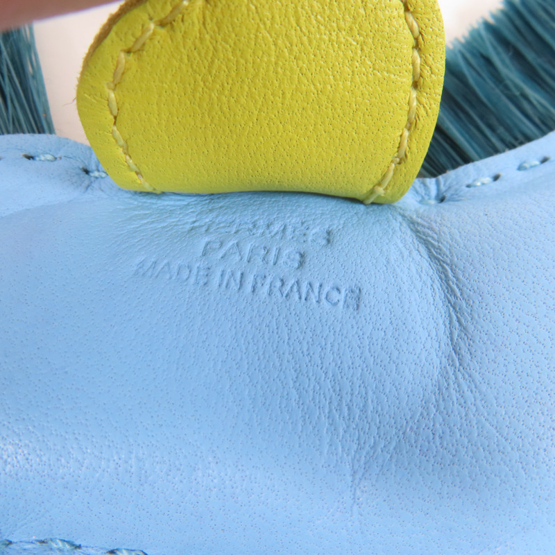 HERMES Milo皮革/馬毛Rodeo PM Charm掛飾Bleu Atoll-9