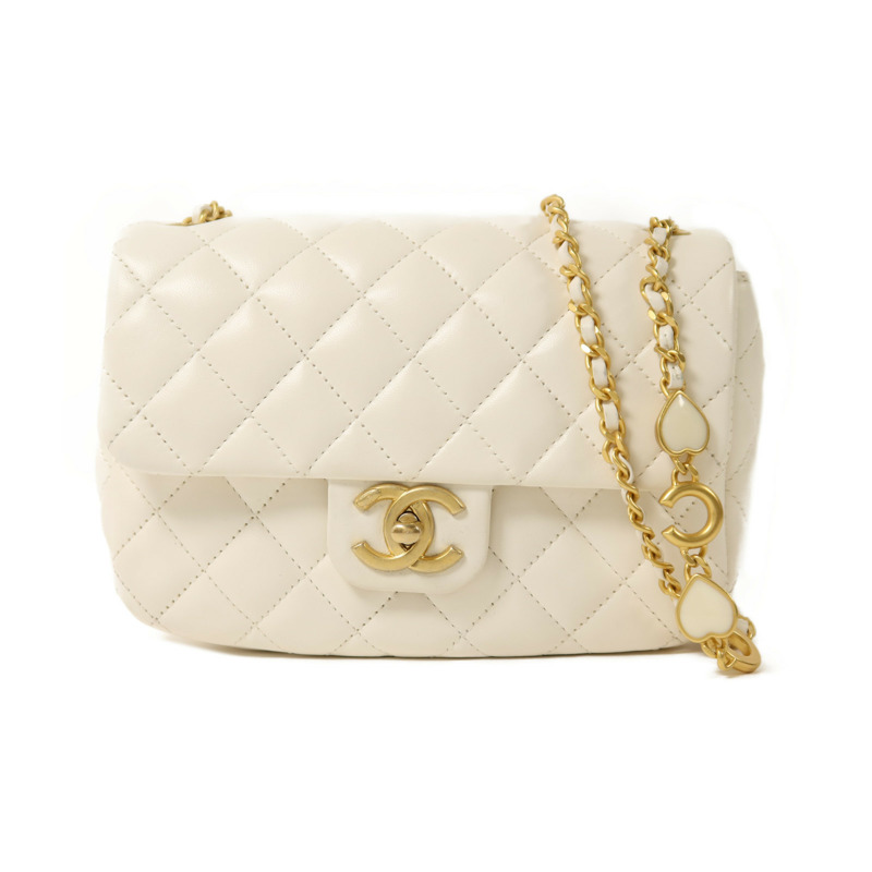 CHANEL 羊皮皮革Chain Shoulder金扣鏈帶肩背袋-0