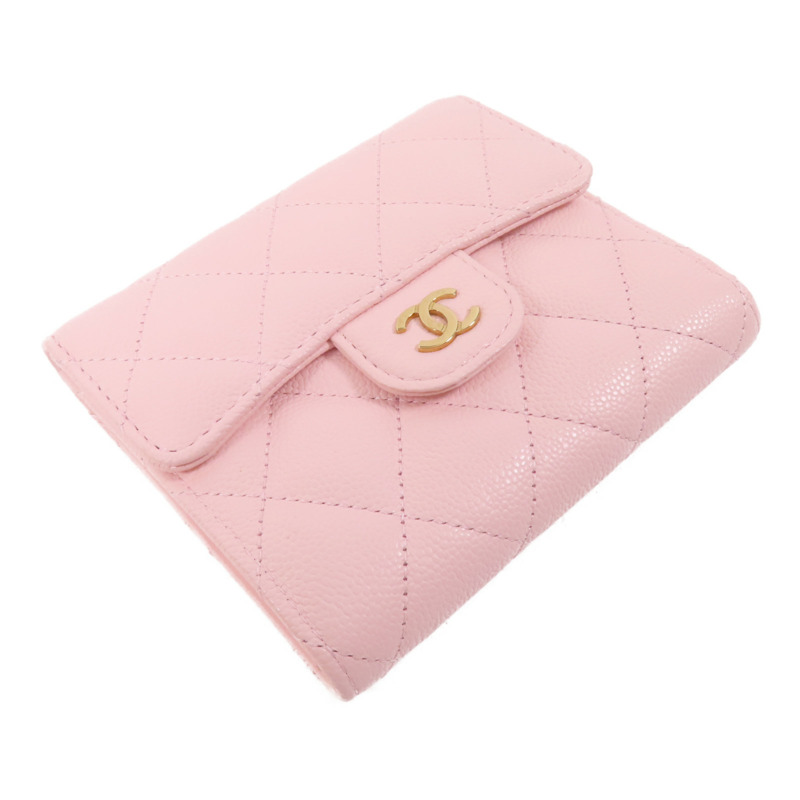 CHANEL 牛皮皮革Compact Flap Wallet金扣短錢包-3