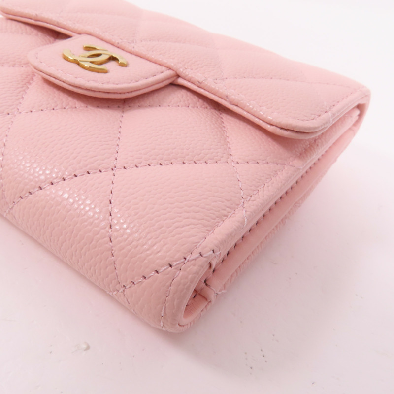 CHANEL 牛皮皮革Compact Flap Wallet金扣短錢包-5