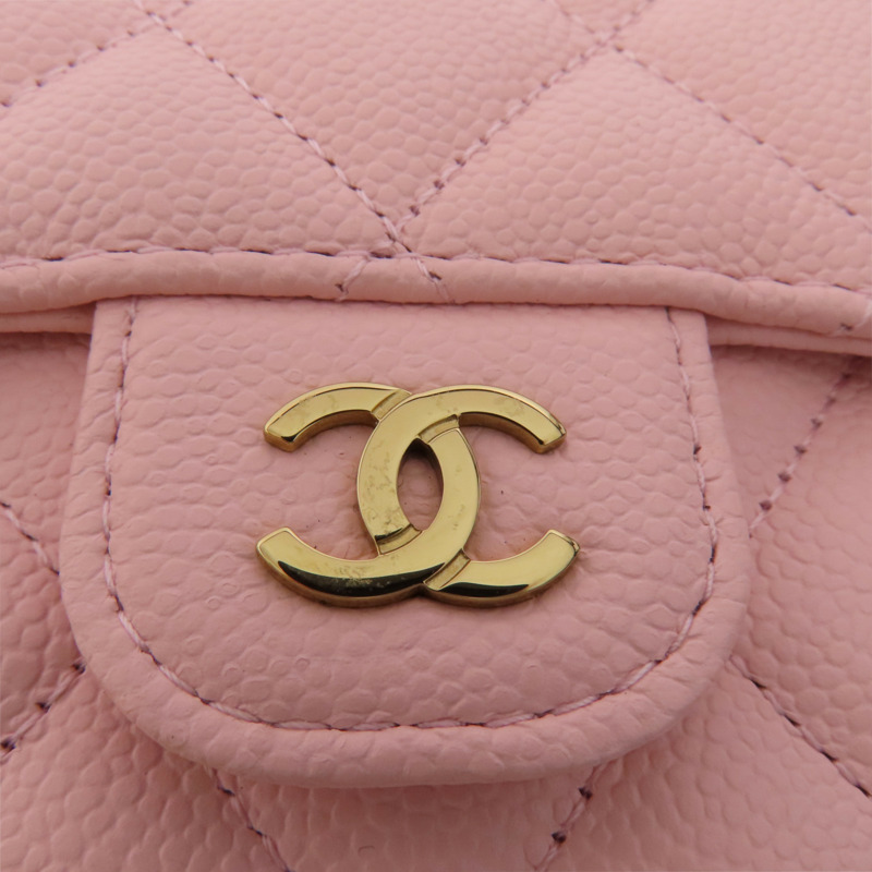 CHANEL 牛皮皮革Compact Flap Wallet金扣短錢包-6