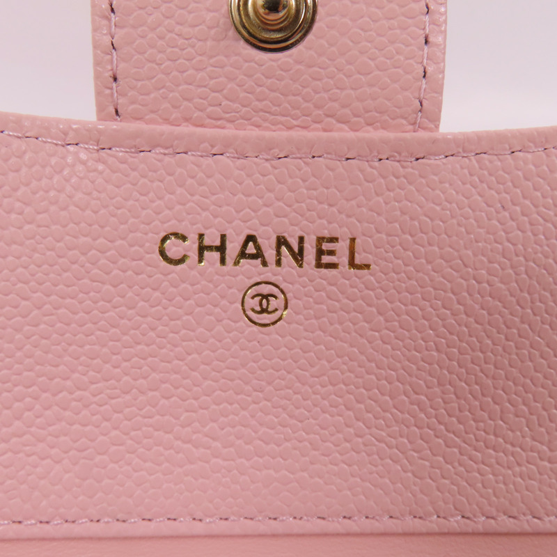 CHANEL 牛皮皮革Compact Flap Wallet金扣短錢包-8