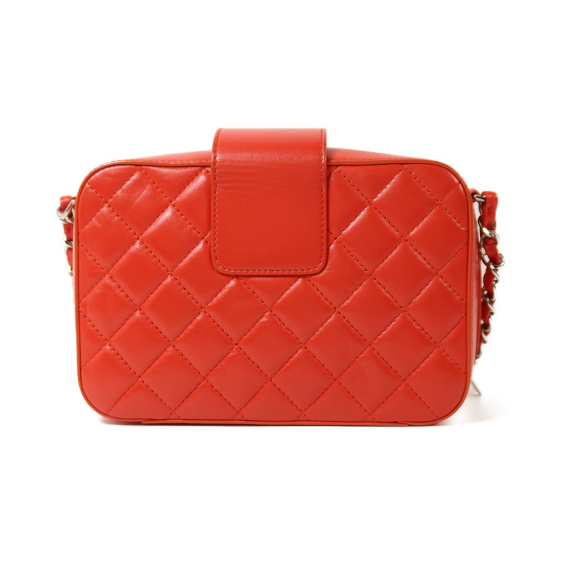CHANEL 羊皮皮革Chain Shoulder銀扣鏈帶肩背袋-1