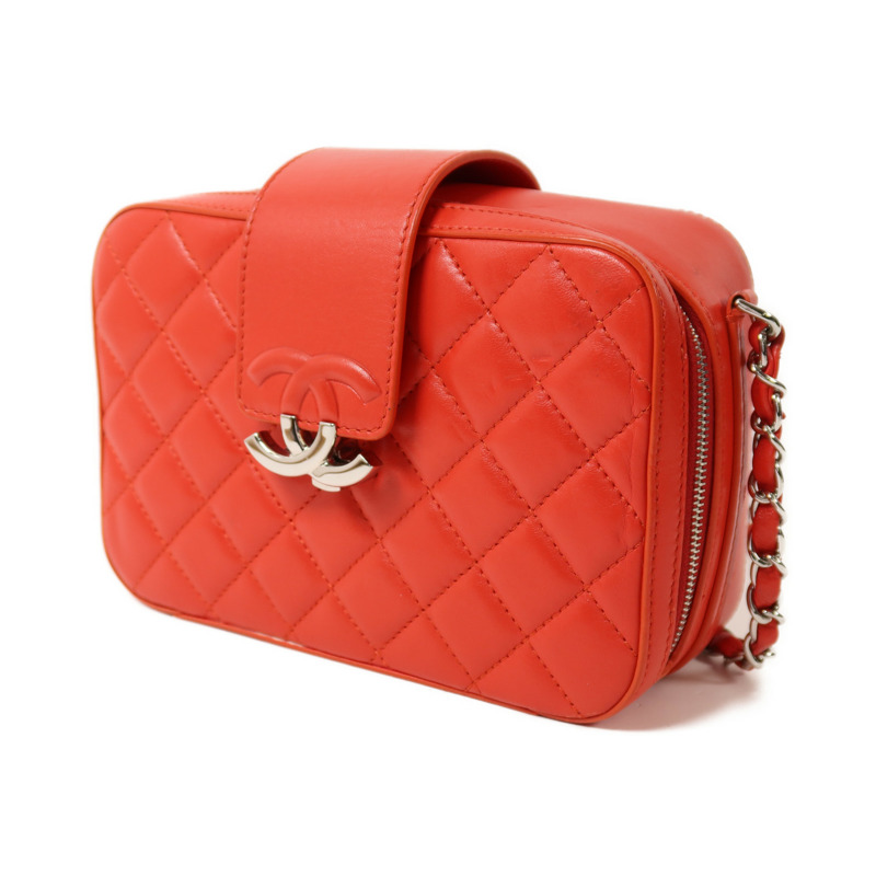 CHANEL 羊皮皮革Chain Shoulder銀扣鏈帶肩背袋-2
