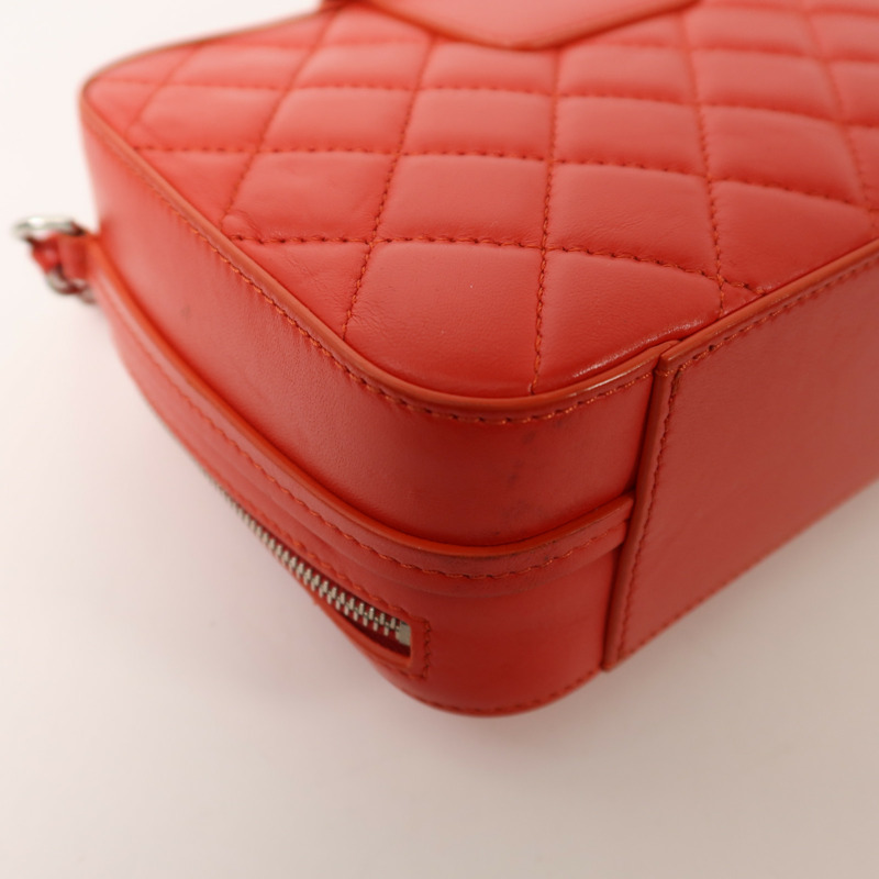 CHANEL 羊皮皮革Chain Shoulder銀扣鏈帶肩背袋-12