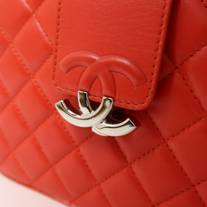 CHANEL 羊皮皮革Chain Shoulder銀扣鏈帶肩背袋-16