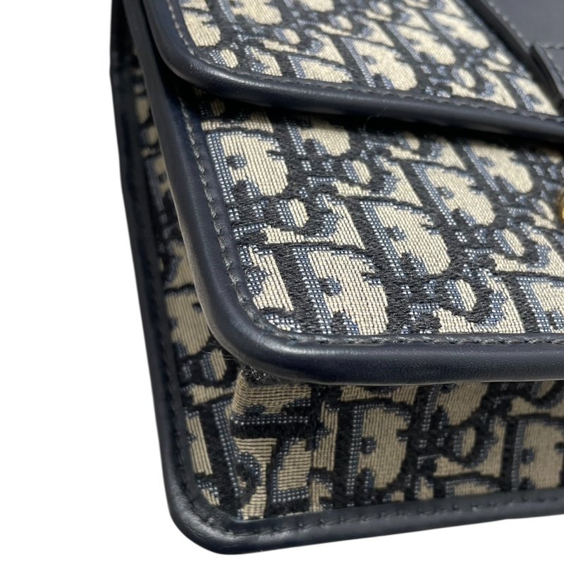 DIOR 迪奧 30 Montaigne 蒙田30 肩背包 刺繡帆布 老花 深藍色 金釦-6