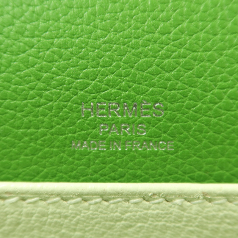 HERMES Evercolor皮革Roulis Mini銀扣肩背袋Vert Yucca-5