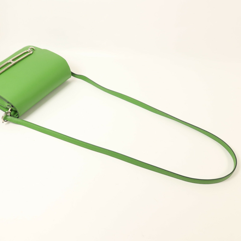 HERMES Evercolor皮革Roulis Mini銀扣肩背袋Vert Yucca-8