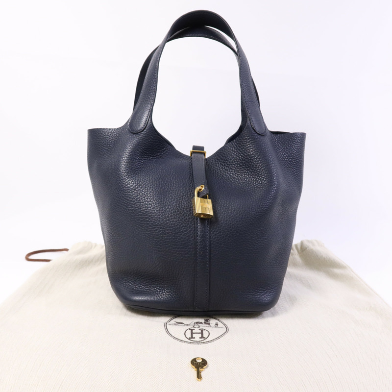 HERMES Clemence皮革Picotin MM金扣手挽袋Canban-16